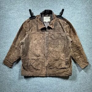 Vintage Boston Harbour Bomber Jacket Mens 2XL Brown Leather Full Zip Workwear